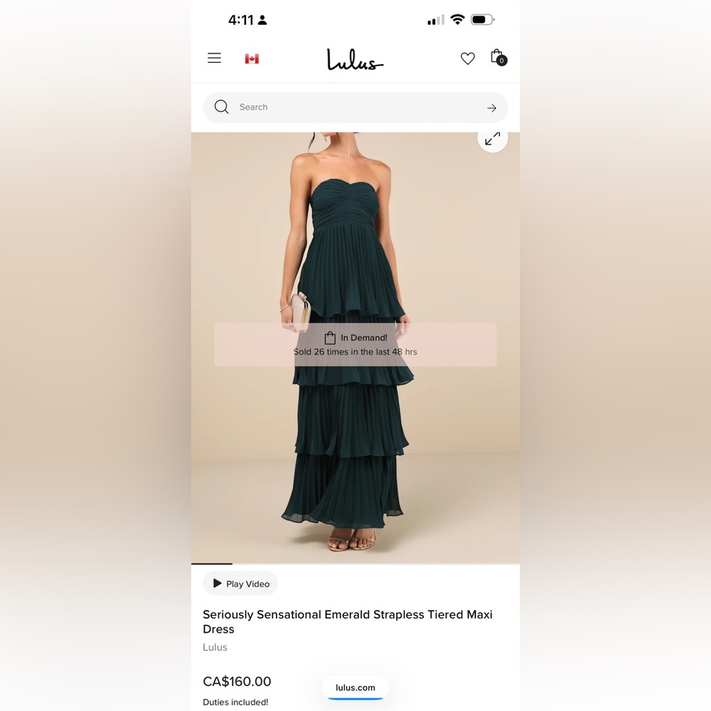 Lulu's Seriously Sensational Emerald Strapless Tiered Maxi Dress